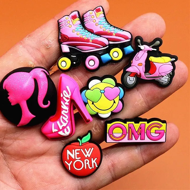 Cute Pink Roller Skates Motorcycle Croc Charms
