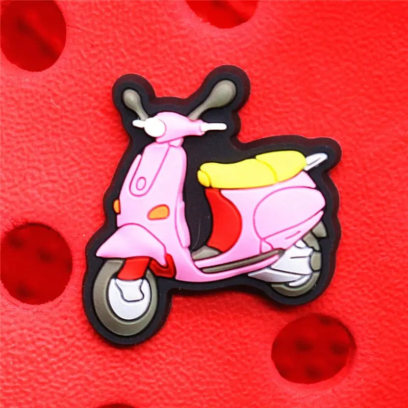Cute Pink Roller Skates Motorcycle Croc Charms - U151-2