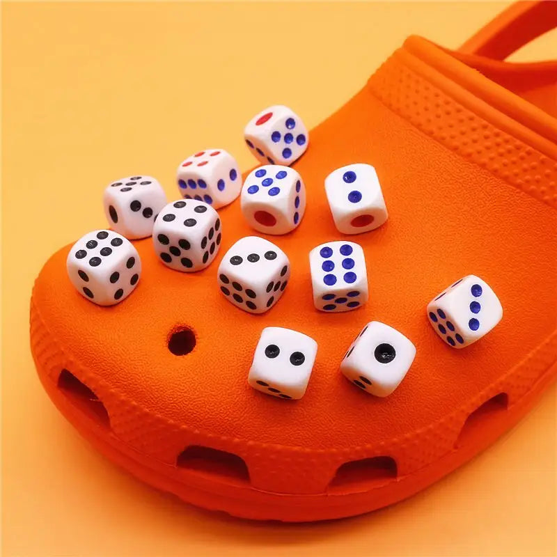 New 3D White Dice Croc Charms