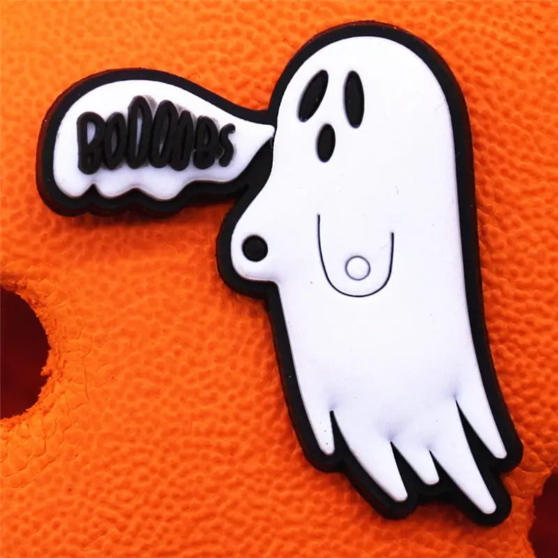Single Cartoon Ghost Halloween Croc Charms - E / China