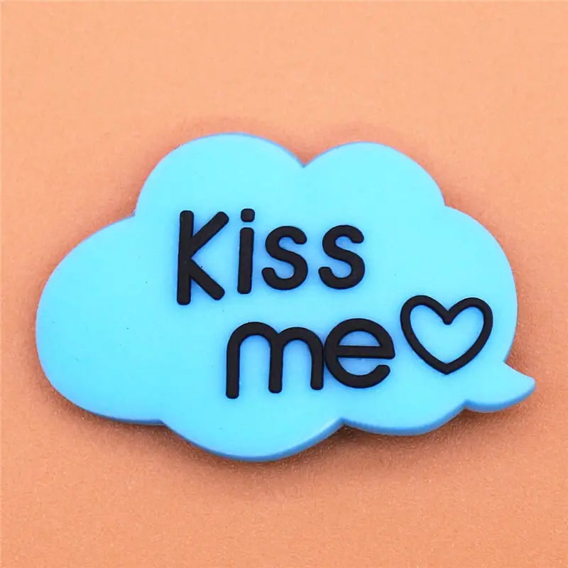 Single Sale Heart/Kiss/Skull Croc Charms - KISS ME BLUE
