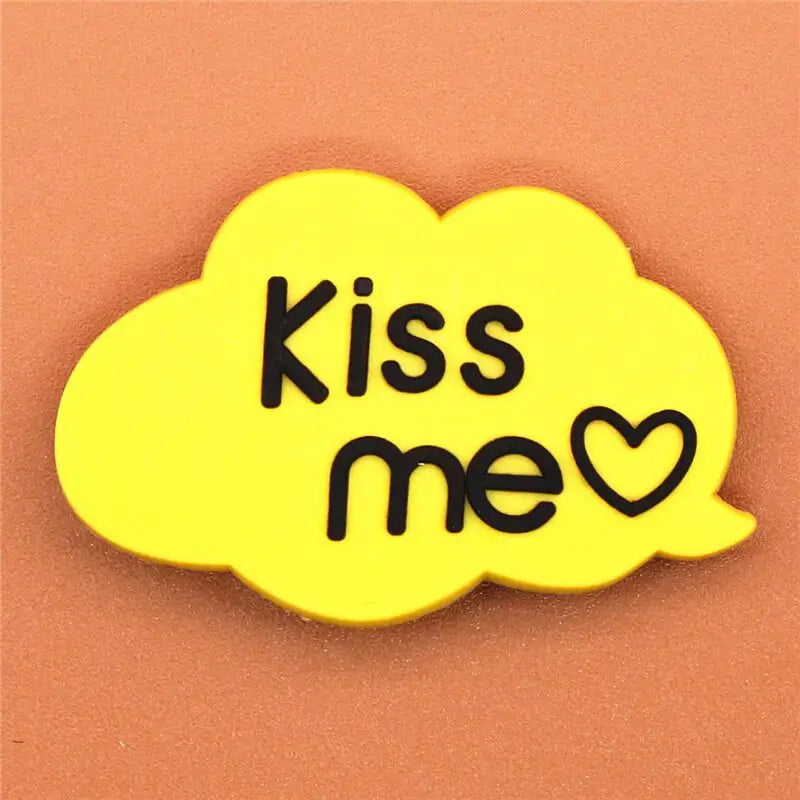 Single Sale Heart/Kiss/Skull Croc Charms - KISS ME YELLOW